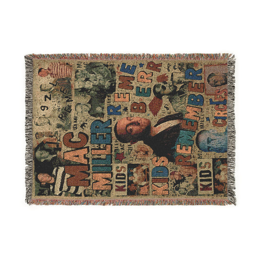 Vintage-Inspired Woven Blanket, Cozy Home Decor, Gift for Art Lovers, Nostalgic Textured Throw, Unique Wall Hanging